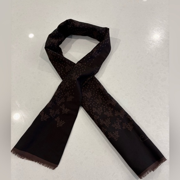 Cherie de Paris Accessories - Cherie de Paris French-Inspired Brown Botanical Fringe Scarf